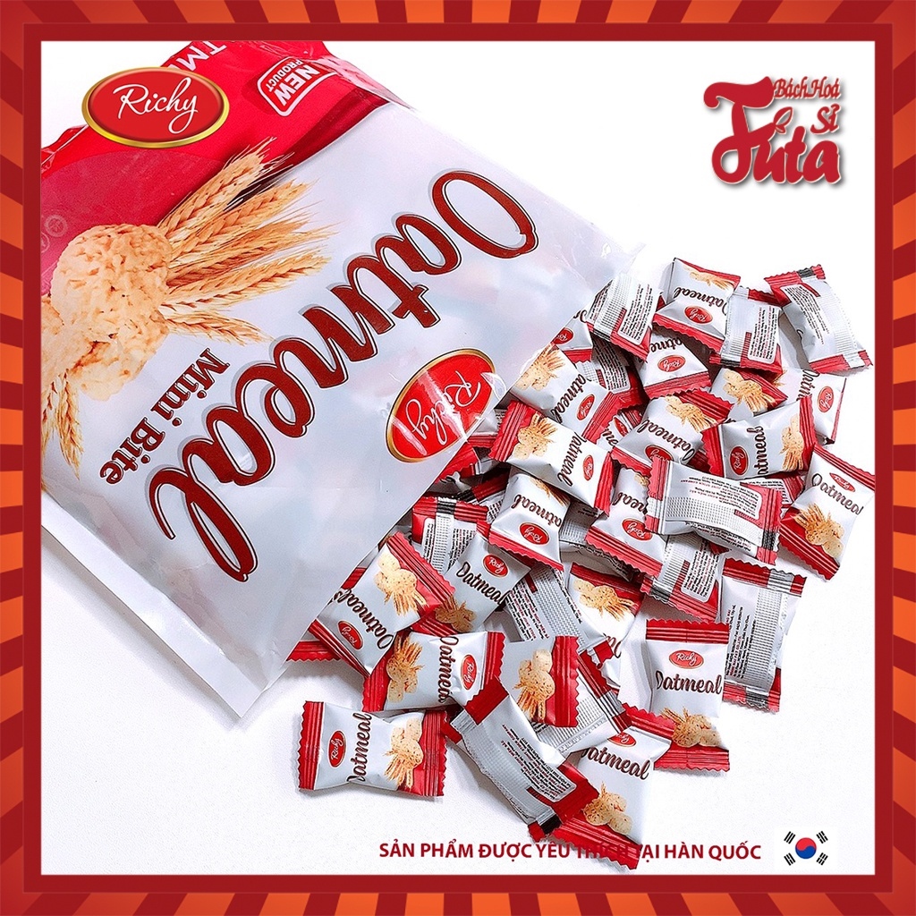 Bánh yến mạch Oatmeal Richy gói 250g từng viên nhỏ thơm ngon dinh dưỡng