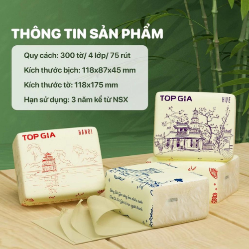 Giấy ăn gấu trúc TopGia gói giấy nâu nhỏ tiện lợi khăn giấy rút làm từ 100% bột tre siêu dai không bủn