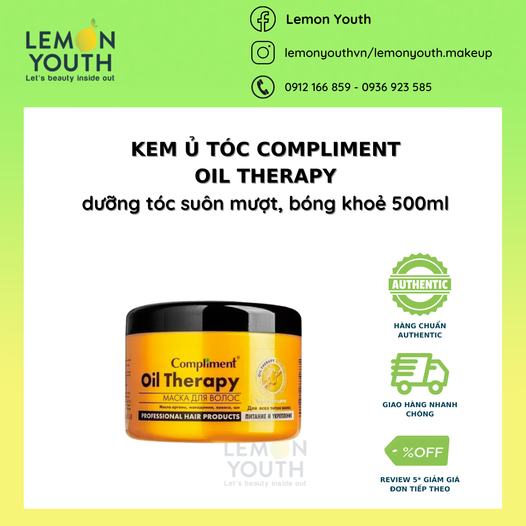 Ủ tóc Compliment Oil Therapy phục hồi dưỡng tóc chắc khoẻ suôn mượt 500ml