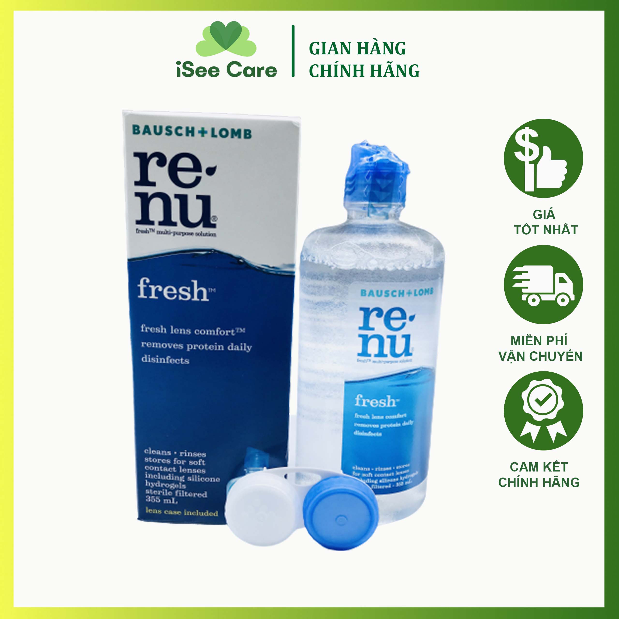 Nước ngâm lens kính áp tròng mềm Renu 355ml - Bausch & Lomb - USA