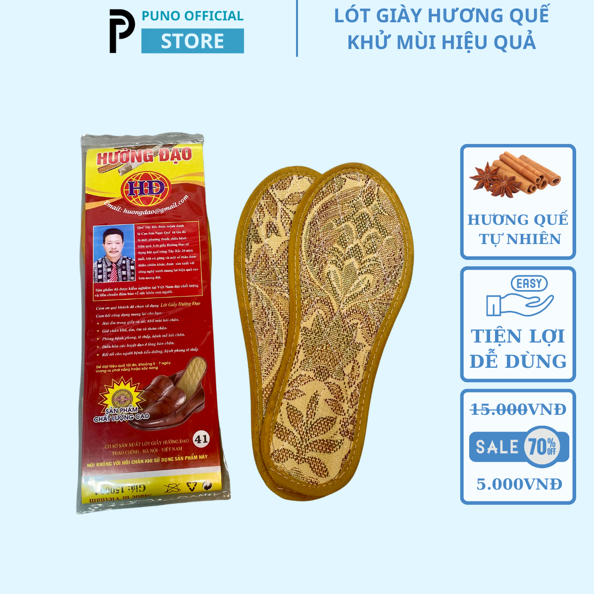 [1 Đôi] Lót giày hương quế, lót giày khử mùi hôi hiệu quả đủ size nam nữ - Puno Official Store