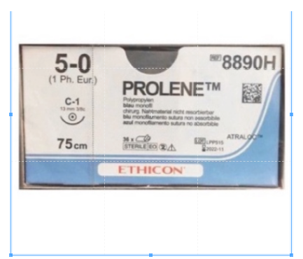 Chỉ phẫu thuật không tan Prolene 5 0 một kim tròn C-1 13mm 3 8c, 75cm,