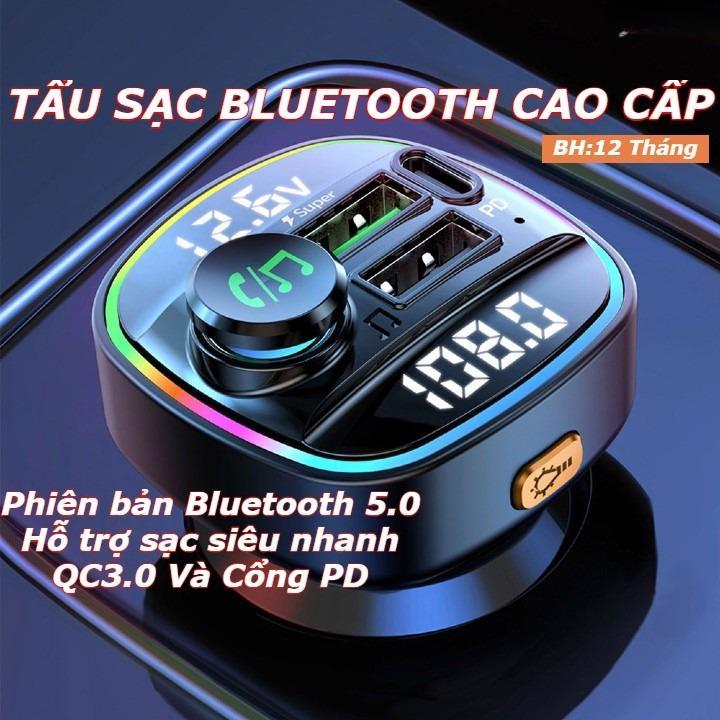  Tẩu Sạc tạo sóng bluetooth nghe nhạc cho xe ô tô không có bluetooth Hỗ Trợ Sạc Nhanh Các Dòng Máy QC3.0 Và PD cao cấp 