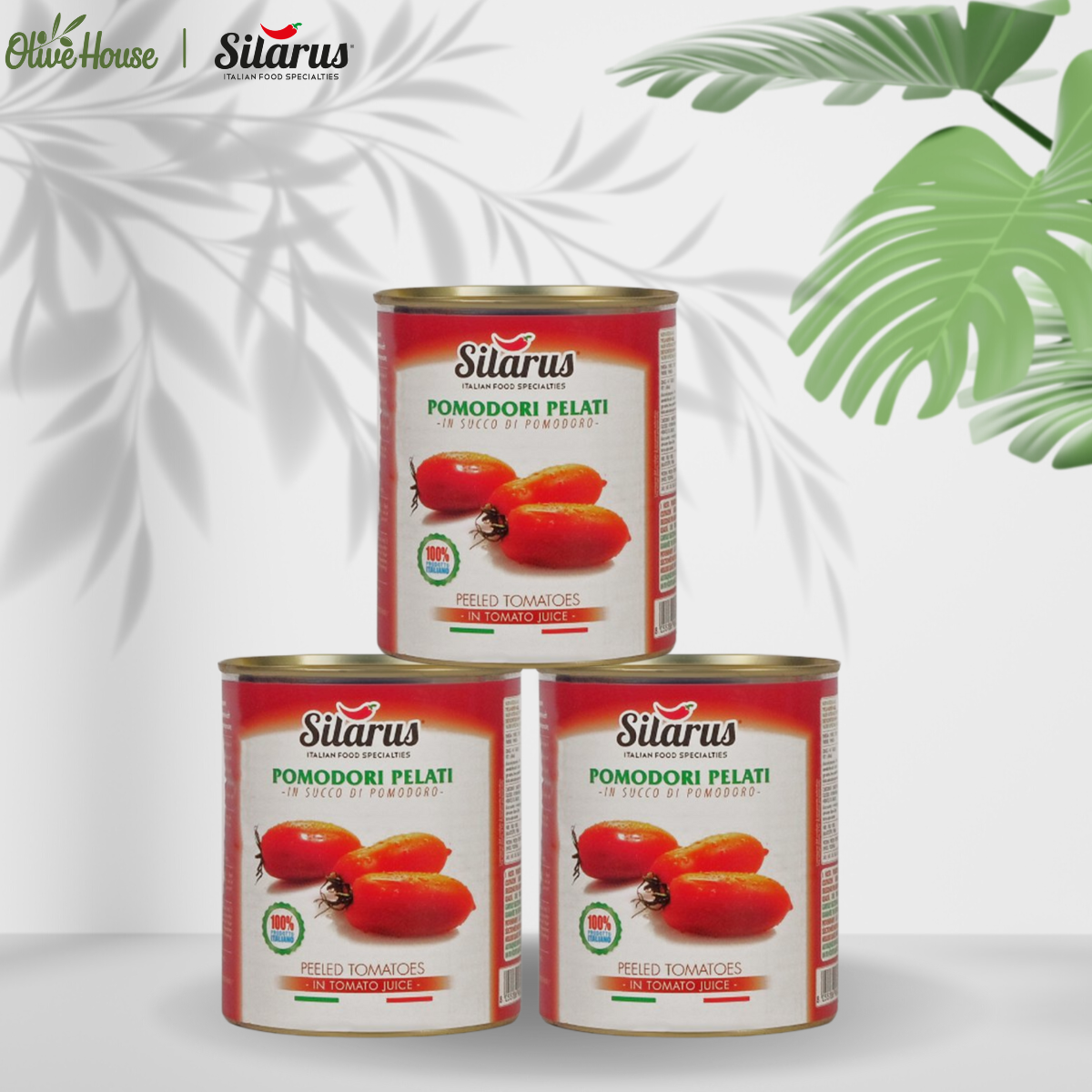 Combo 3 lon cà chua lột vỏ đóng lon Thương hiệu Silarus nhập khẩu từ Ý