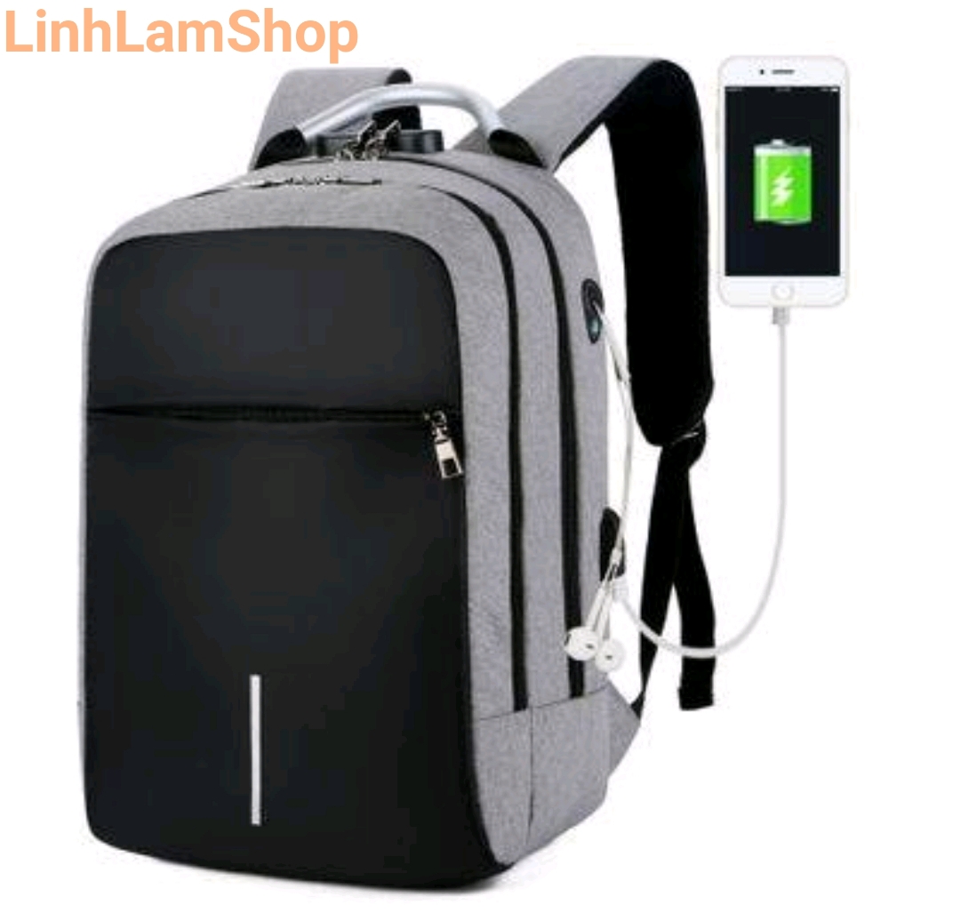 Balo laptop nam nữ NEW-0003 có lỗ sạc lỗ tai nghe và khóa mã số tiện dụng chất liệu chống thấm nước bền đẹp ( tặng kèm cáp nối sạc )