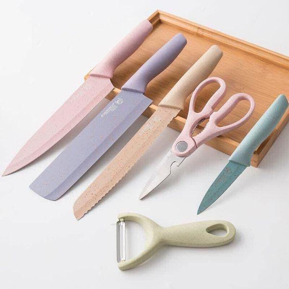 Bộ dao lúa mạch nhà bếp, kháng khuẩn, bộ dao 6 món đầy đủ tiện lợi