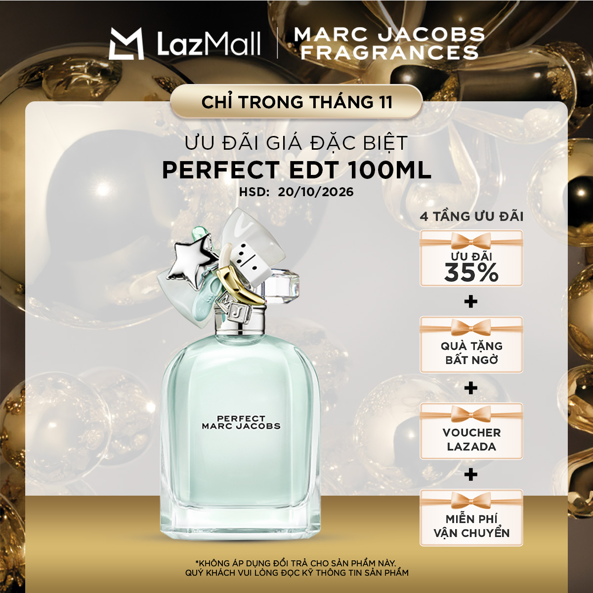 [CLEARANCE SALE] Nước hoa Nữ Marc Jacobs PERFECT EDT 100ml (KHÔNG ÁP DỤNG ĐỔI TRẢ)