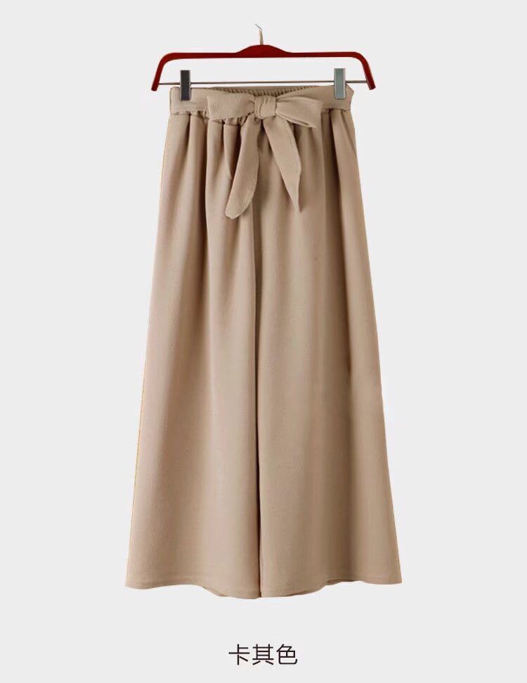 Quần ống rộng lửng nữ màu tối giản chất thô dày - Q201 - Women Culottes Trousers