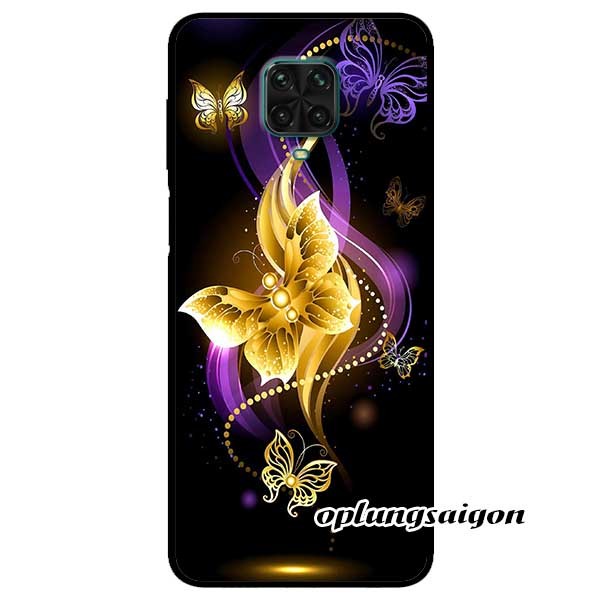 Ốp cường lực dẻo đen dành cho xiaomi redmi note 9s - redmi note 9 pro - redmi note 9 pro max mẫu bướm đen tím