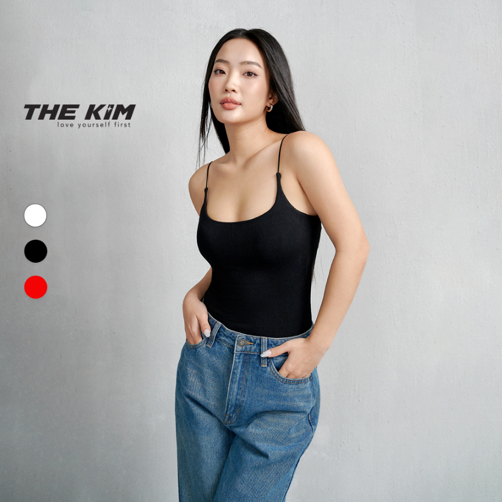 THE KIM A105 Áo hai dây sợi bún sơ vin được cotton may 2 lớp, áo thun hai quai ôm body