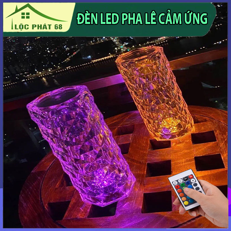 Đèn pha lê 16 màu tặng kèm điều khiển, Đèn pha lê cảm ứng, đèn pha lê phòng ngủ, đèn pha lê thủy tinh cảm ứng 3D sang trọng, đèn chùm đẹp, đèn ngủ để bàn trang trí Decor phòng ngủ, phòng khách, đèn pha lê trang trí bàn sạc Pin