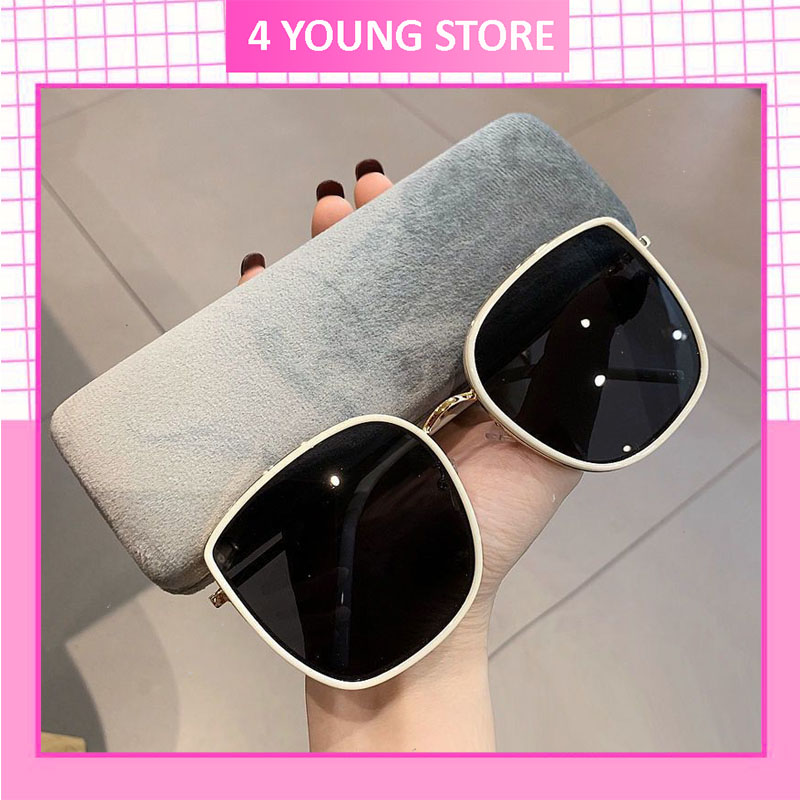Kính mát nữ cao cấp thời trang phong cách Hàn Quốc chống tia UV, kính râm gọng vuông Hottrend 2021 phù hợp đi chơi đi biển chống chói mắt 208