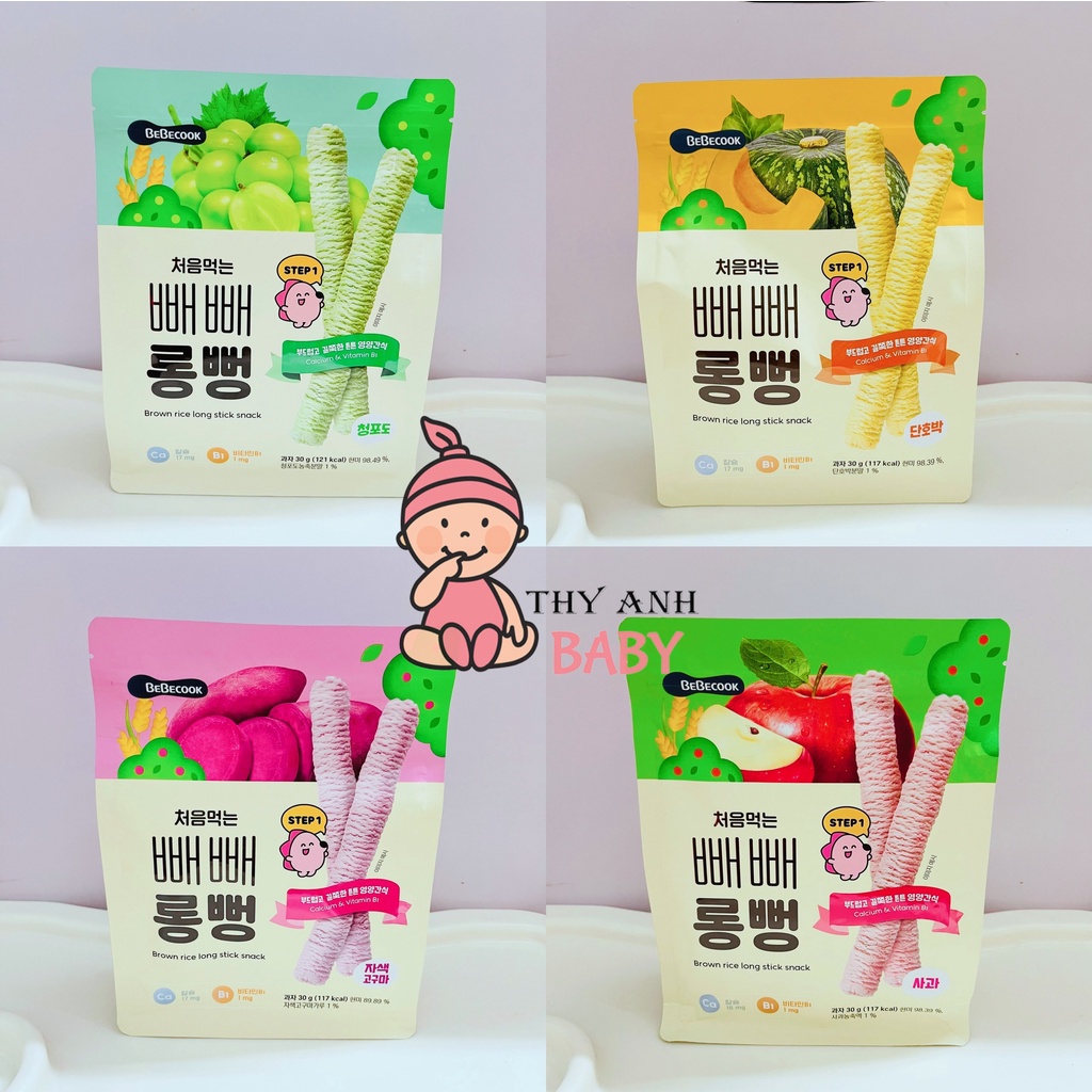 Bánh gạo lứt hữu cơ bebecook hình que hàn quốc
