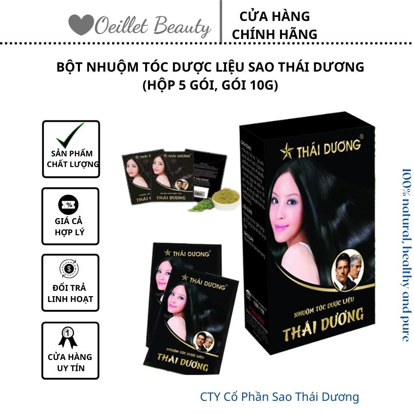 Bột Nhuộm Tóc Dược Liệu Màu Đen Sao Thái Dương - Oeillet Beauty Shop