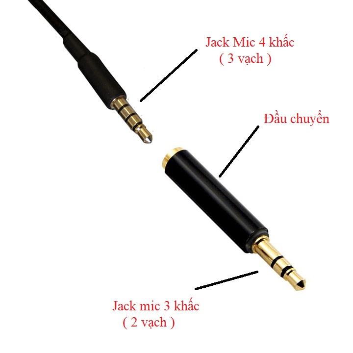 Jack chuyển đổi mic audio 3.5mm từ 4 khấc sang 3 khấc dùng cho máy tính, máy ảnh DSLR