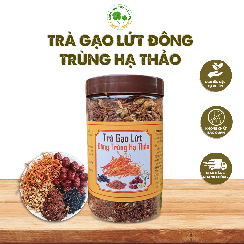 Trà gạo lứt đông trùng hạ thảo hộp 500gr