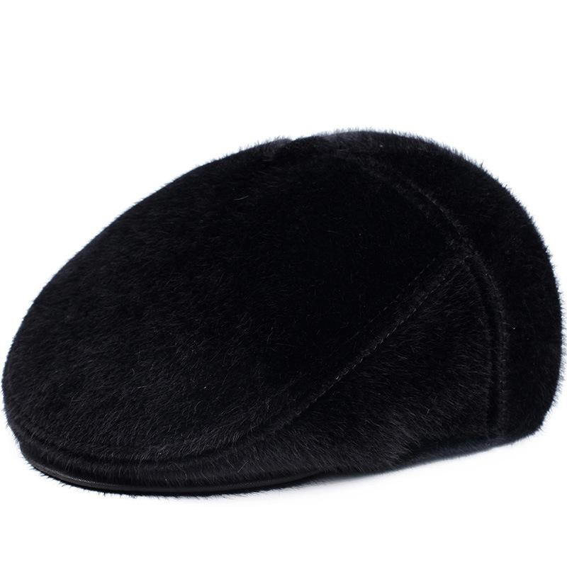 Mũ nồi lông thú – Nón Beret dành cho nam lót bông dày – Mũ mùa đông che tai cực ấm