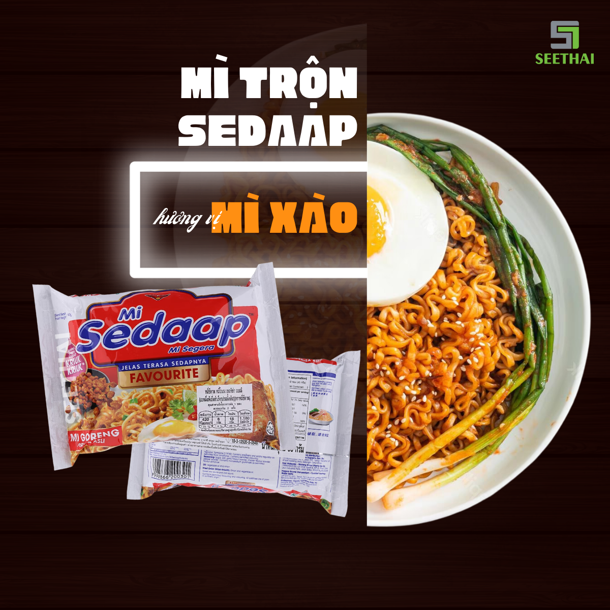 Mì khô vị mì xào SEDAAP Indonesia gói 90gr mì trộn mì gói ăn vặt