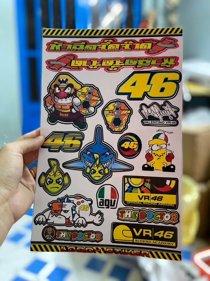 [HCM]TEM LOGO CHỮ THÁI WARIO 46  CÁ MẬP THE DOCTOR NỀN TRẮNG