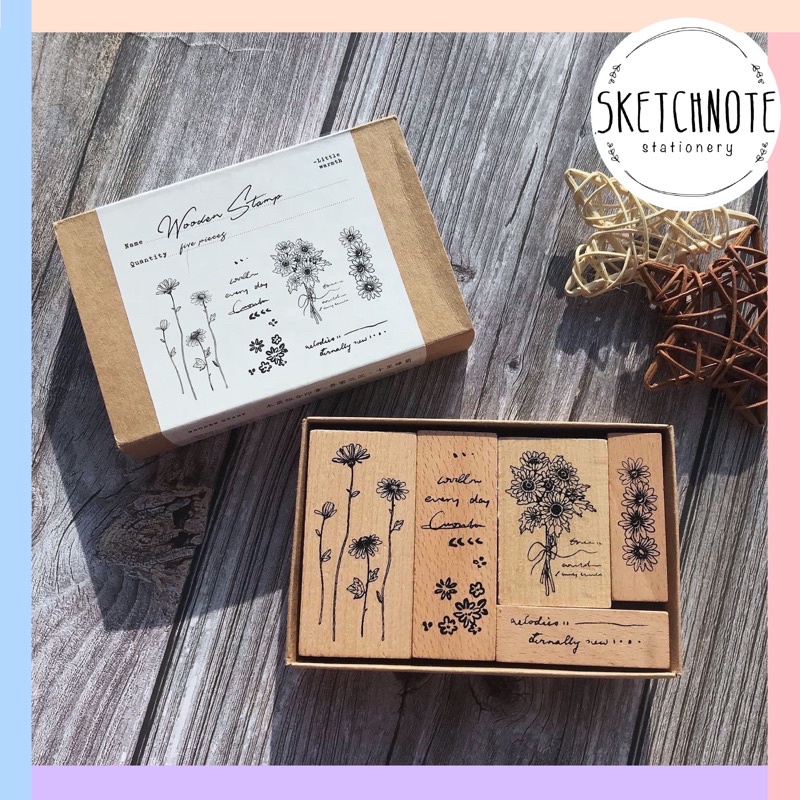 Con dấu gỗ hoa Wooden stamp flower SP016