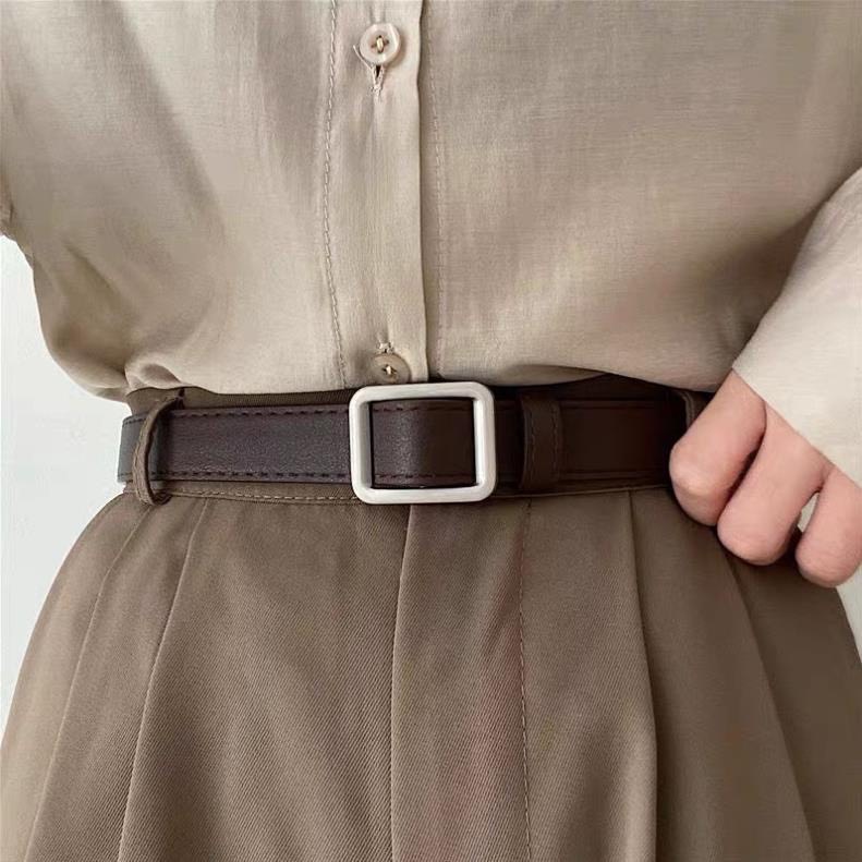 Thắt lưng da dây nịt vuông nhỏ chữ nhật- thắt lưng mặt chữ nhật bản nhỏ 2.5cm