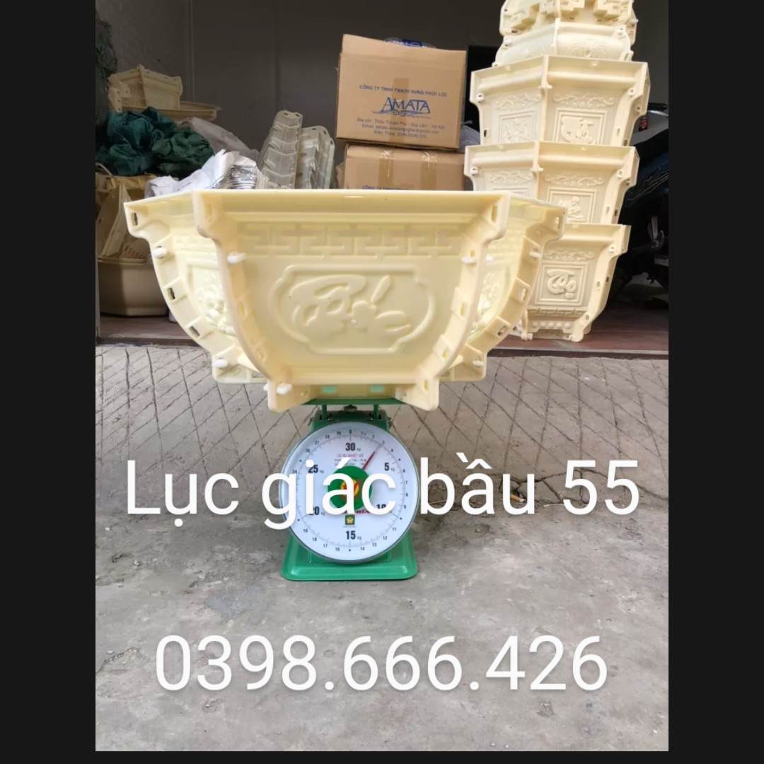 Khuôn Đúc Chậu Cảnh Lục Giác 55 Dáng Bầu . Không Kèm Chân Đôn , Nhựa ABS Cao Cấp