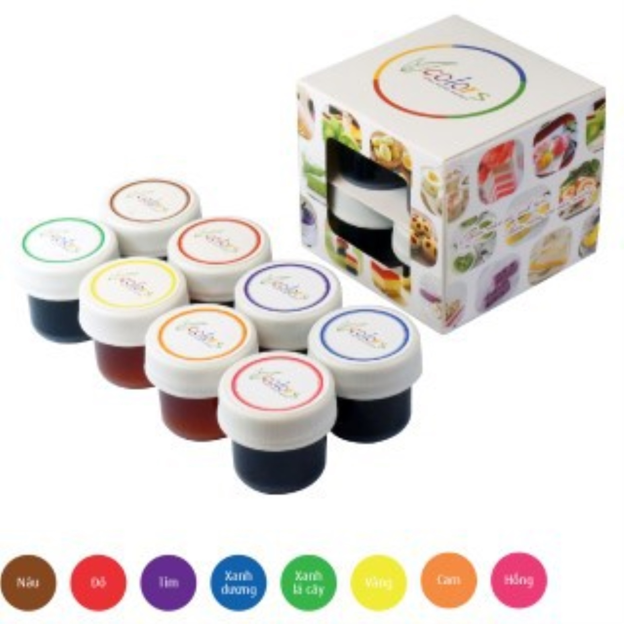 HOT SALE Bộ 8 Màu Vcolors (màu thực phẩm)