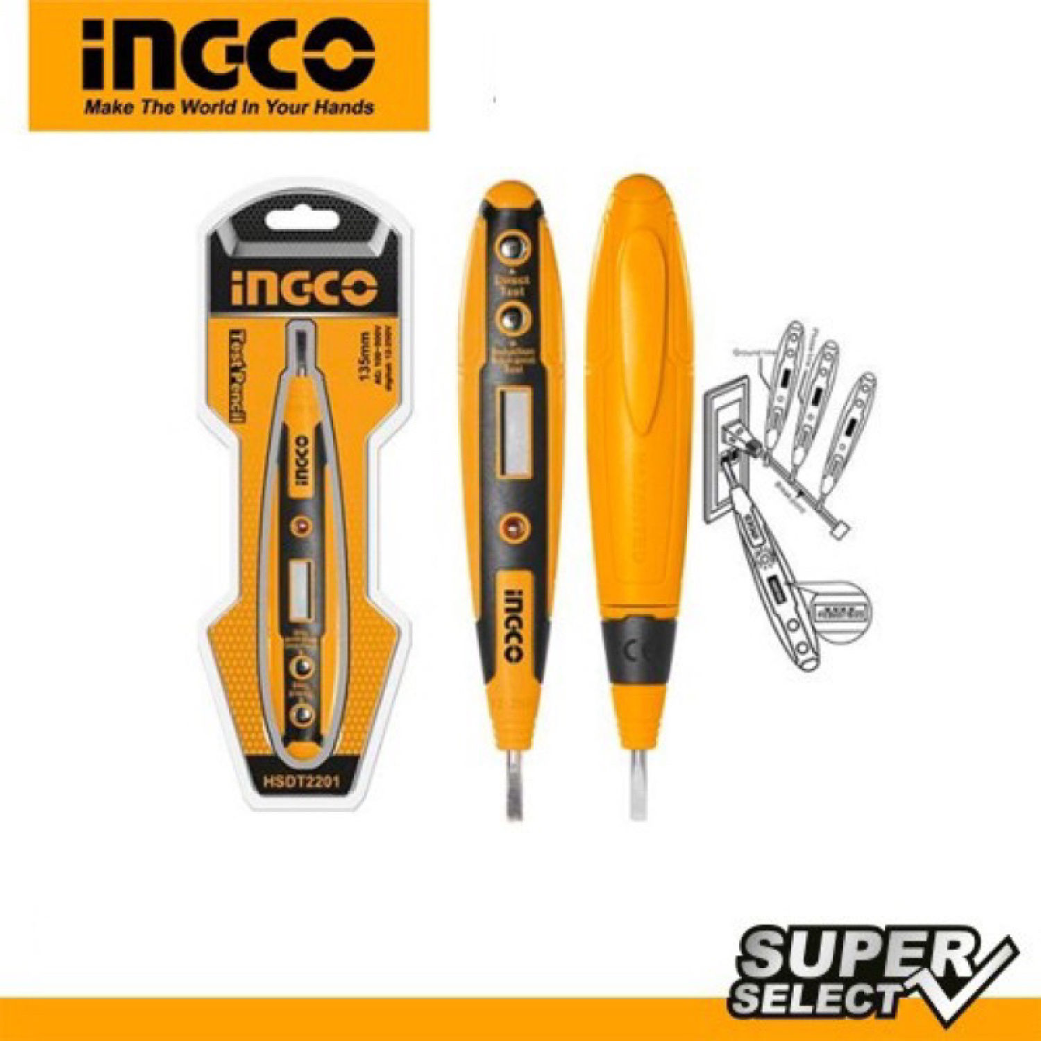 Bút thử điện kỹ thuật số ingco hsdt2201