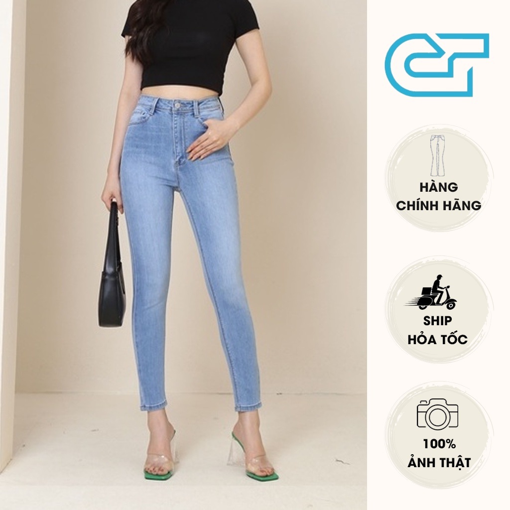 Quần skinny jean nữ bó lưng cao co giãn 2 màu đen trắng cp33, ct jeans
