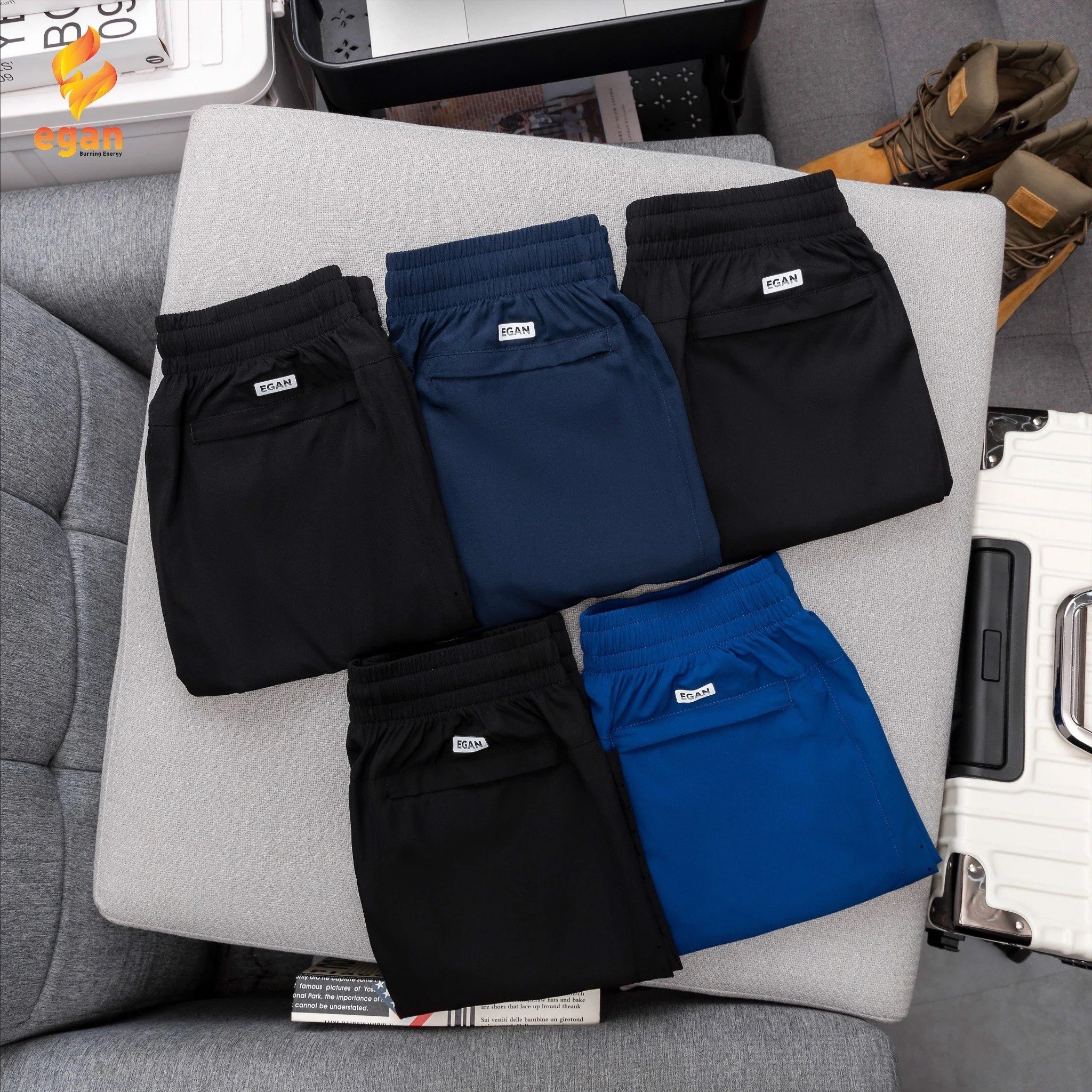 Quần short thể thao thời trang, quần đùi lửng Egan 5 dòng cao cấp - Dungcusport