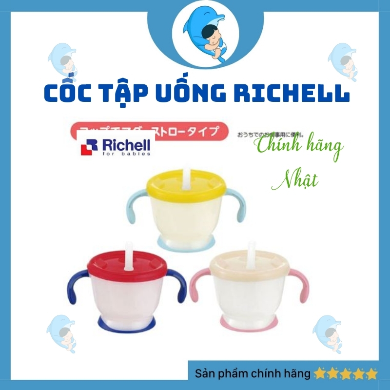 Cốc tập uống nước 3 giai đoạn 150ml richell nhật bản cho bé trên 6 tháng nhật bản