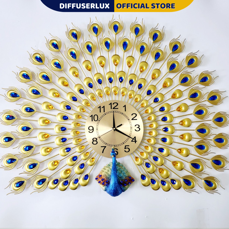 Đồng hồ treo tường kim trôi hình con công khổng tước decor trang trí phòng khách mã 912 loại 1m- DIFFUSER LUX