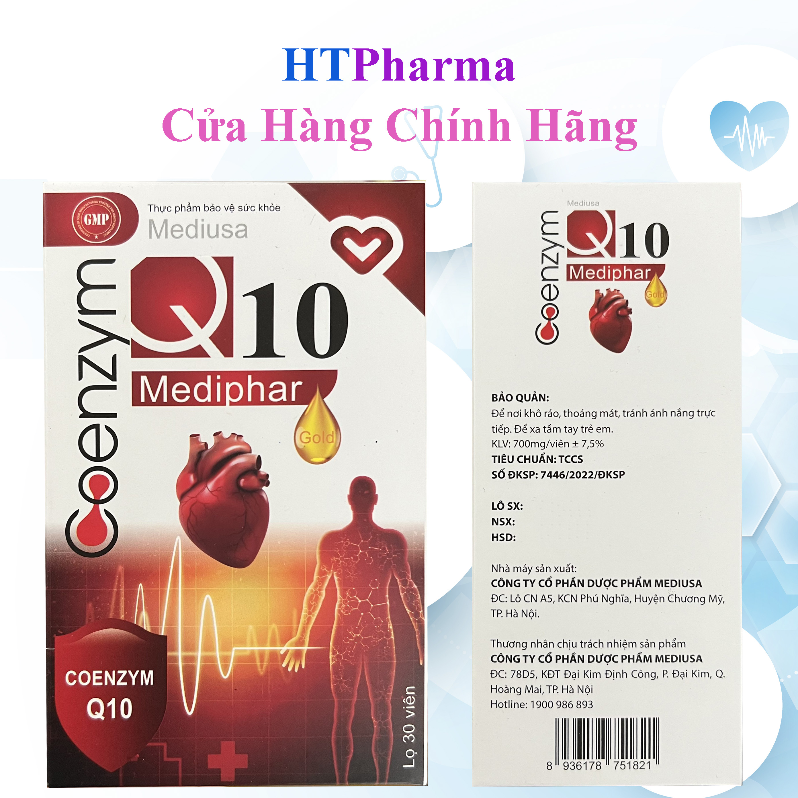 Coenzym Q10 Mediphar - Hỗ trợ sức khoẻ tim mạch, giảm mỡ máu lọ 30 viên