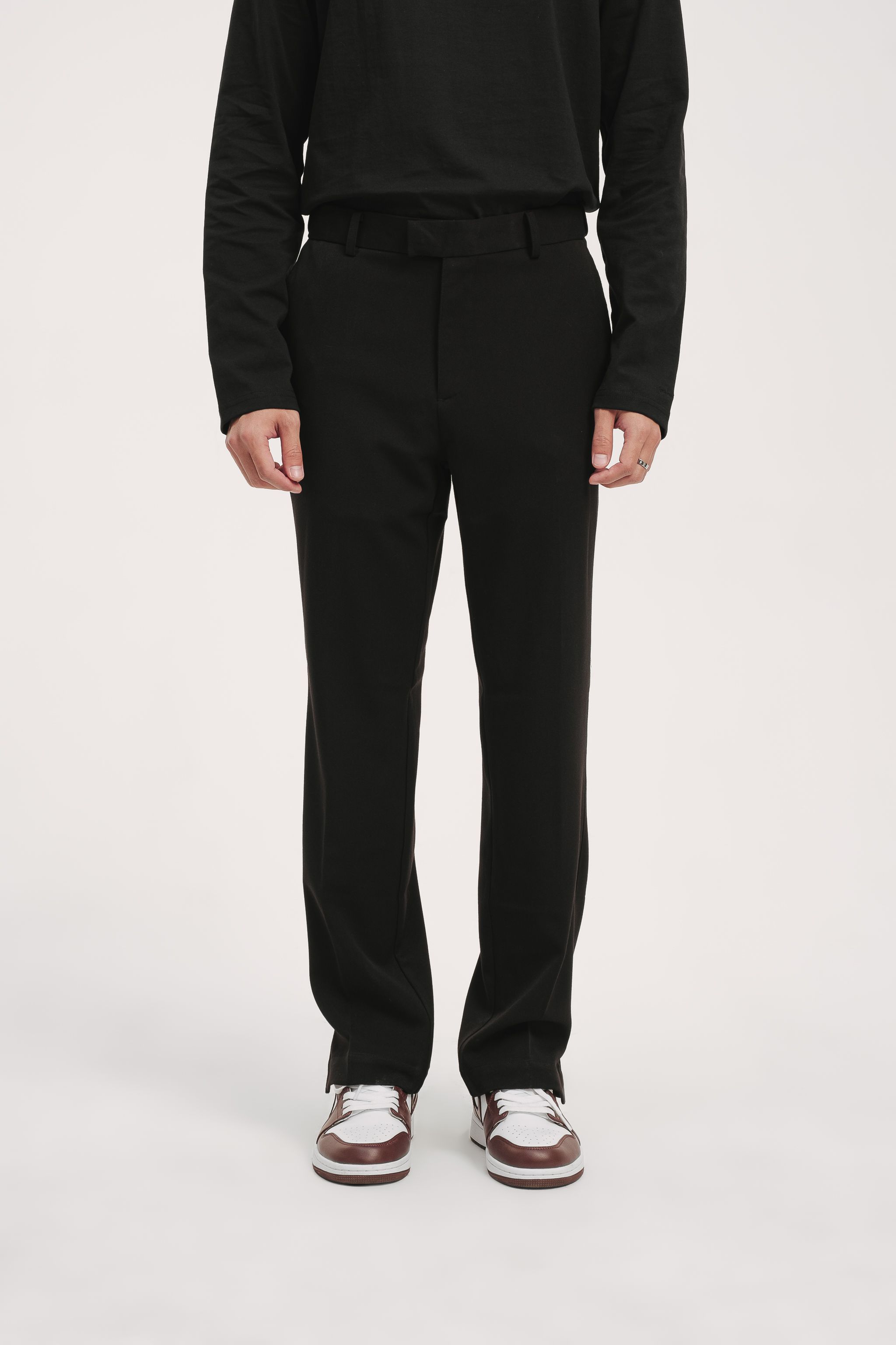 Quần âu nam ssstutter ống đứng xẻ tà quần kèm treo phụ kiện đai quần xe pants
