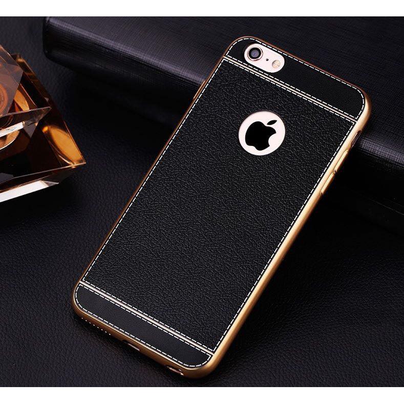 Ốp da cao cấp cho ip 7,8plus vân đen mã a101
