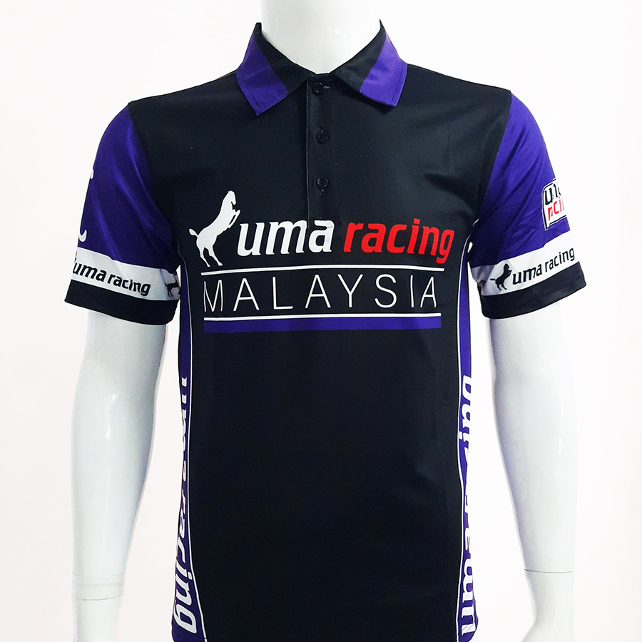 Áo thun nam có cổ tem xe Uma Racing