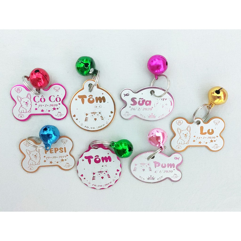 Thẻ tên thú cưng cho PET nhiều màu sắc