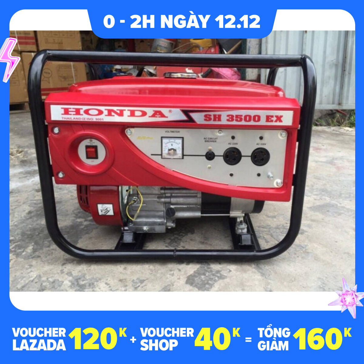 [Trả góp 0%]Máy phát điện Honda SH 3500 công suất 3kw giá rẻ(chạy xăng điện đề) -Bảo hành - 12Tháng Và Bảo trì vĩnh viễn