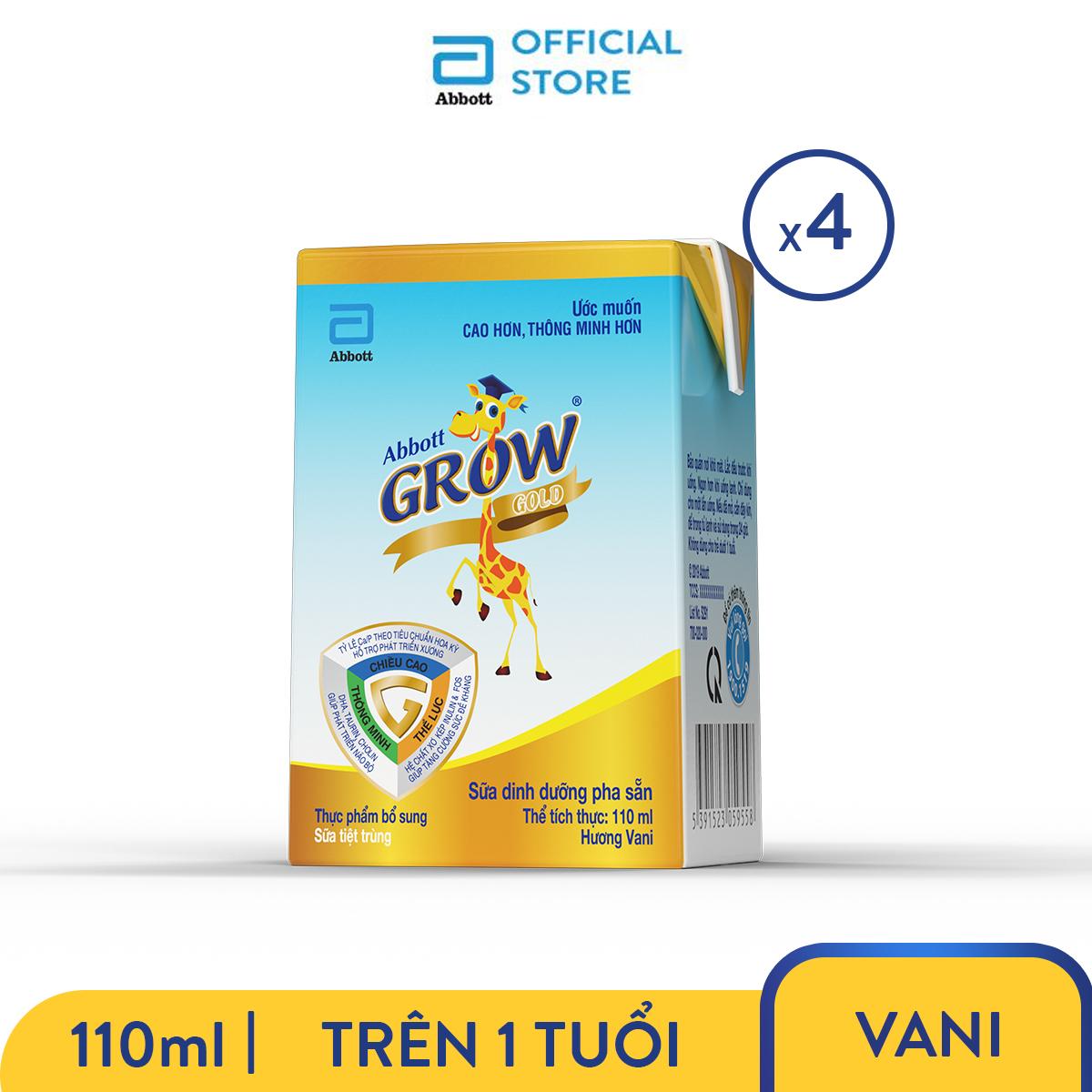 Lốc 4 hộp sữa Abbott Grow 110ml