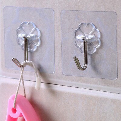 Set 5 móc dán tường siêu dính 6x6cm - móc dính tường trong suốt không khoan tường