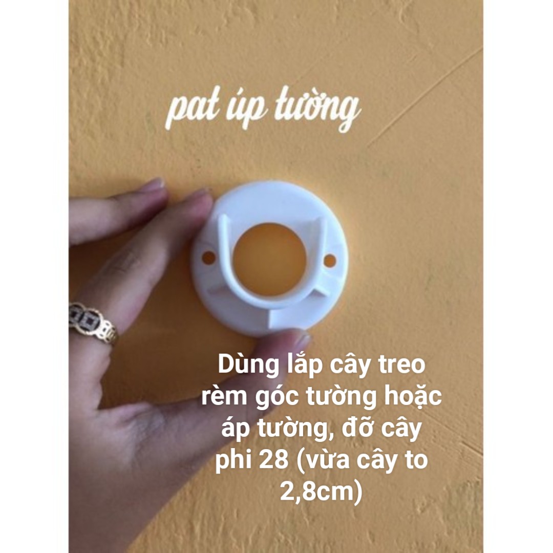 Bát áp tường đỡ thanh treo rèm cửa phi 28 màu trắng