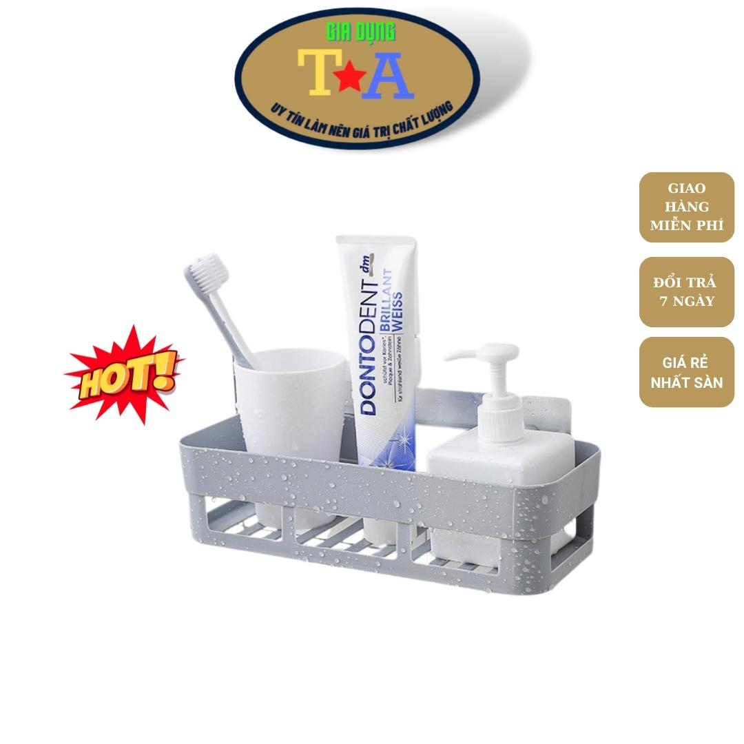 Kệ nhựa treo tường nhà tắm, nhà bếp dán tường chịu lực, Miếng keo dán chắc chắn, siêu dính, dễ dùng, không cần khoan đục tường. Tiện lợi: sắp xếp được nhiều vật dụng lên gọn gàng.