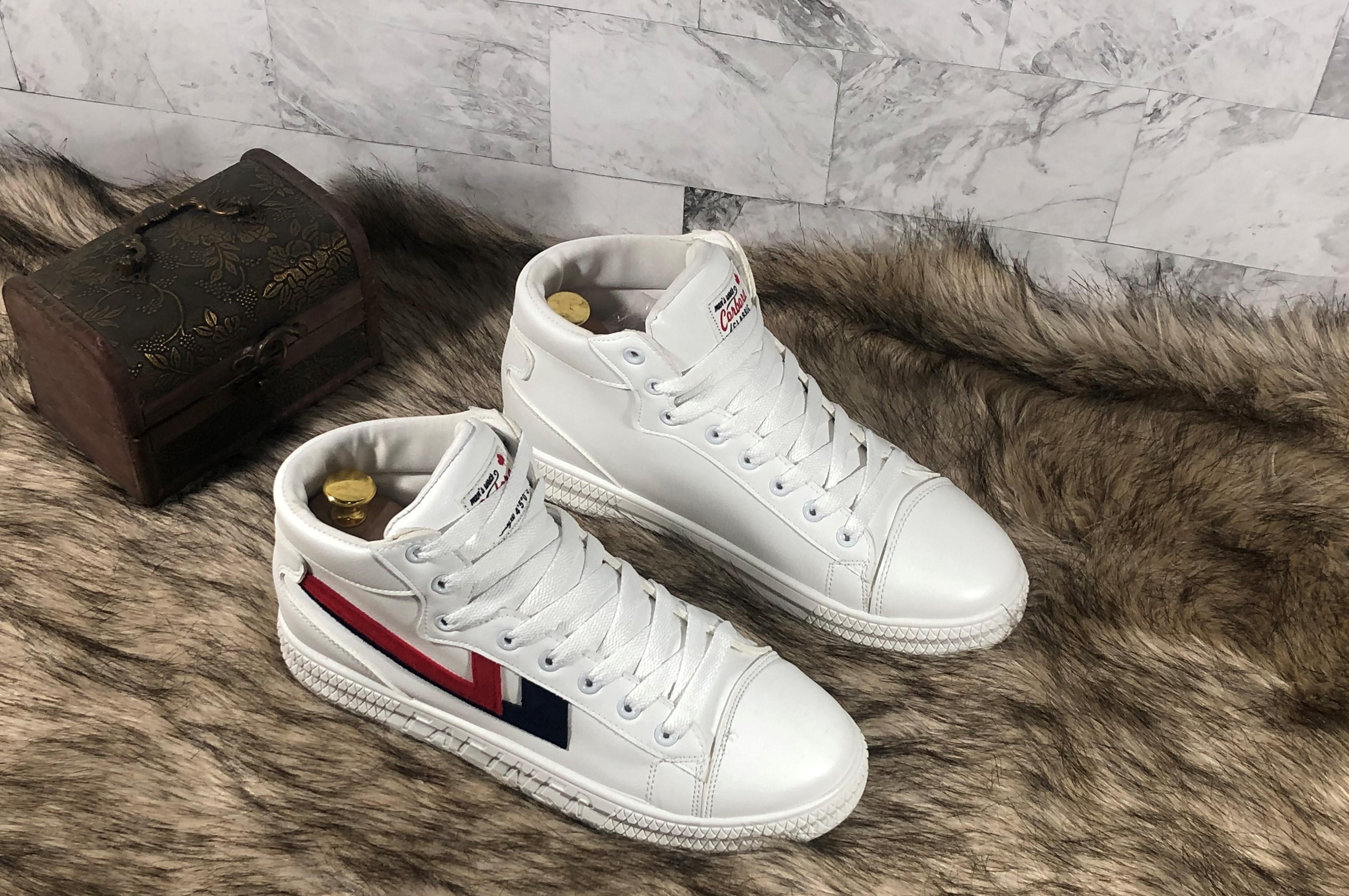 Giầy Nam Cao Cổ Sneaker mũi tên da trắng,đen phong cách hàn quốc (Grab Store)