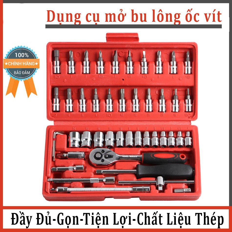 Bộ dụng cụ sửa chữa đa năng cao cấp 46 món - bộ dụng cụ sửa chữa xe máy ô tô đa năng - bộ đồ nghề sửa chữa
