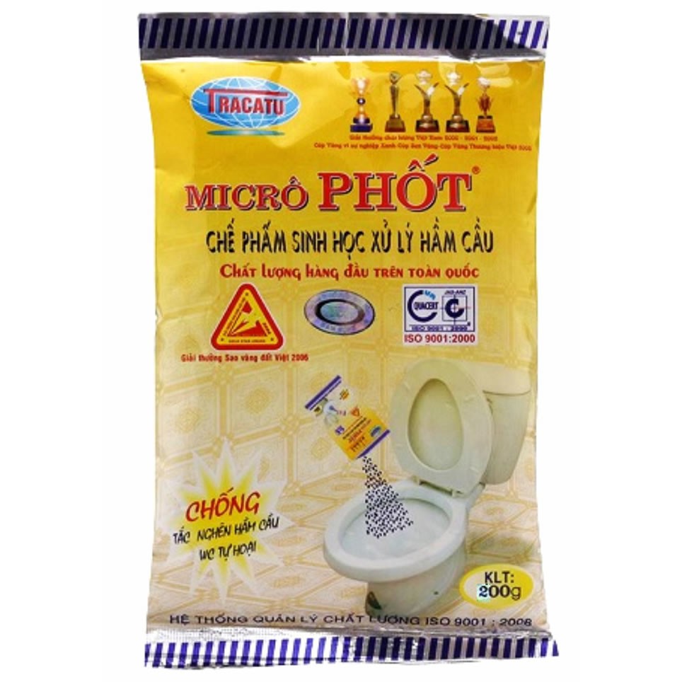 Combo 5 gói MEN XỬ LÝ BỂ PHỐT MICRO Gói 200 gram Phân hủy nhanh chất hữu cơ trong bể phốt, chống đầy, chống tắc, không phải hút bể phốt