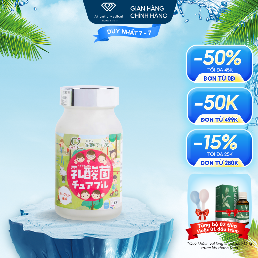 Nyusankin chuaburu kẹo ngậm lợi khuẩn - men vi sinh giúp hết táo bón ăn ngon hấp thu tốt tăng đề kháng hộp 1 lọ 30 viên