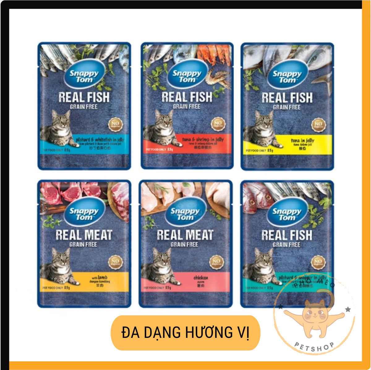 Pate mèo Snappy Tom Real Fish 85G, thịt cá thật