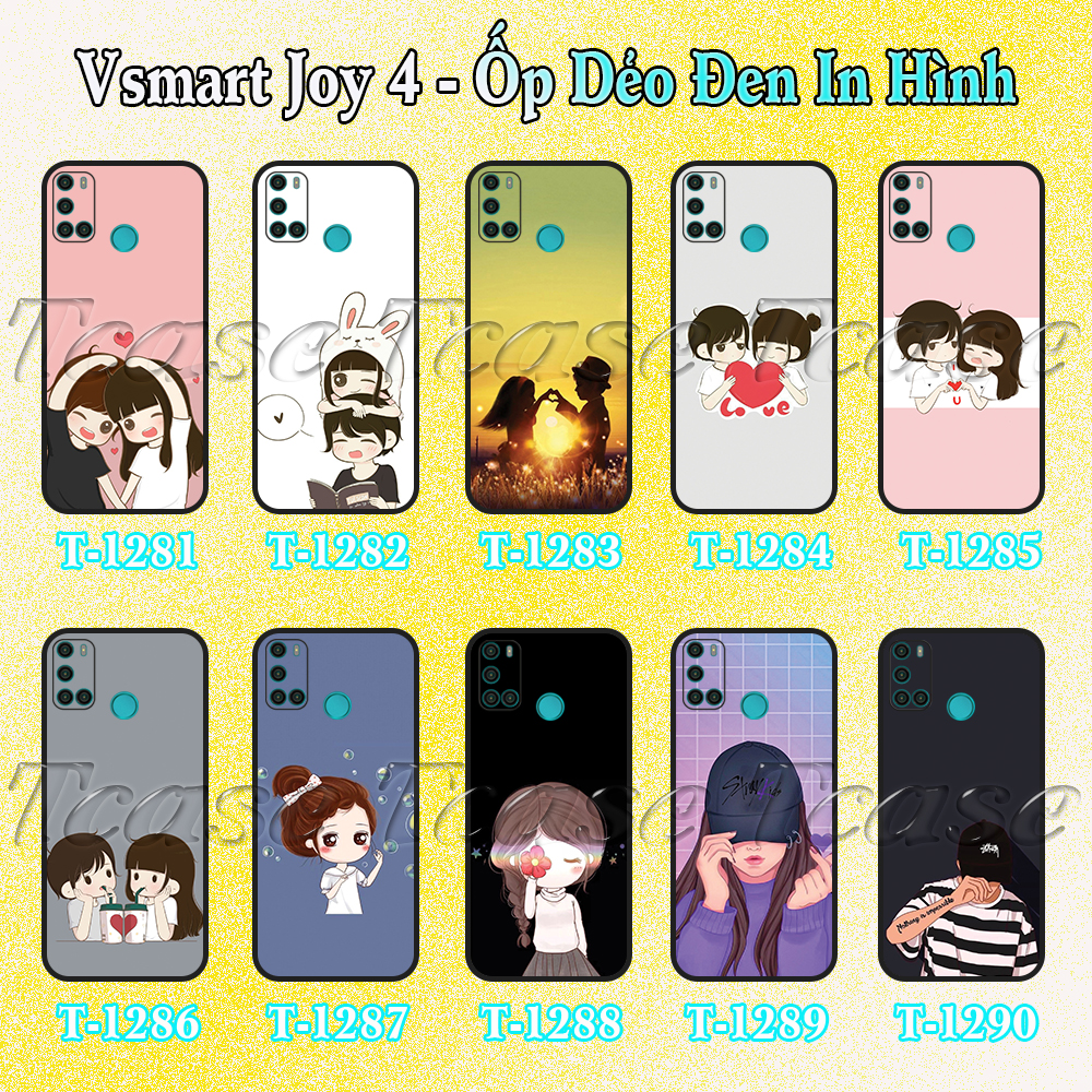[HCM]Ốp lưng Vsmart Joy 4 - Ốp dẻo đen in hình Couple cute