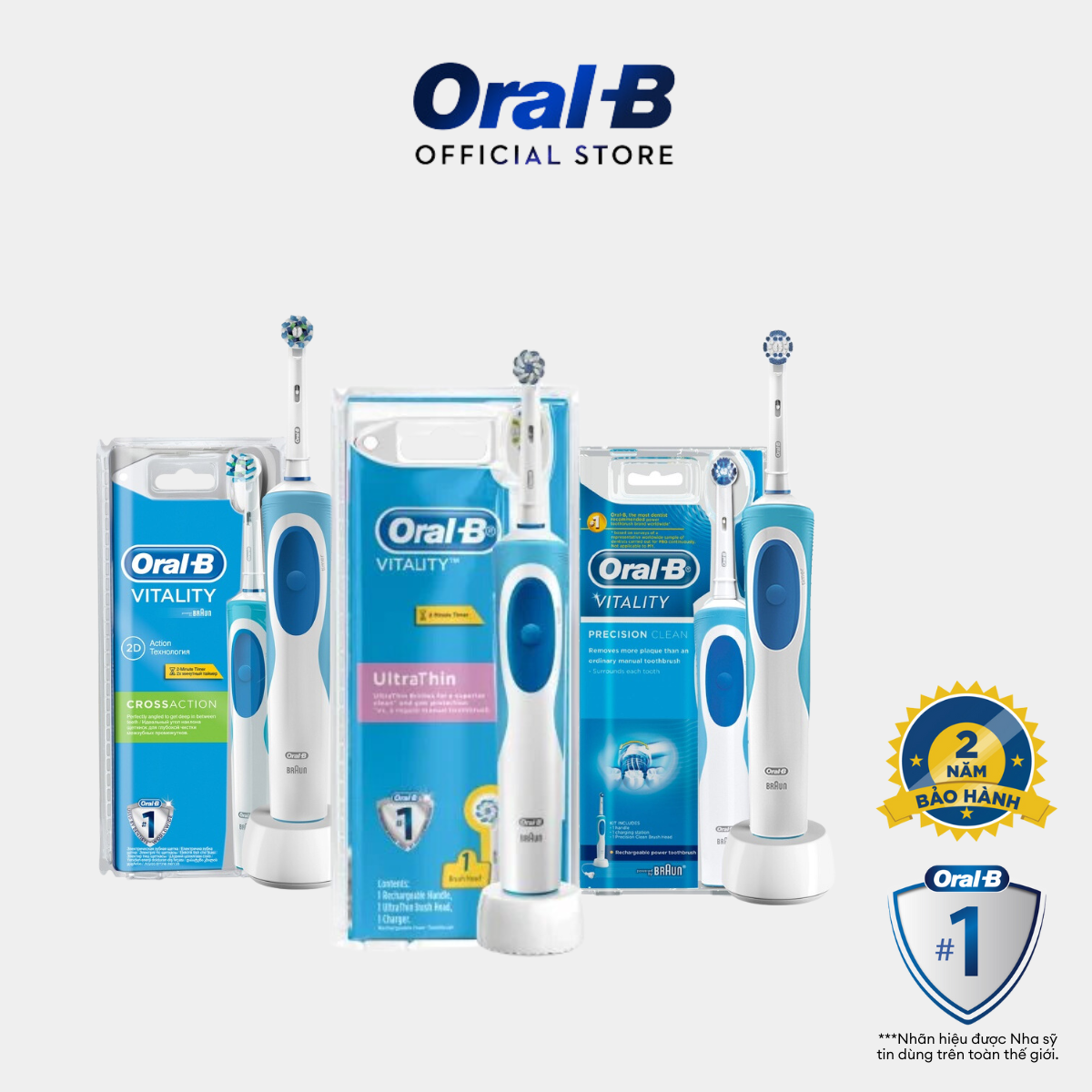 Bàn Chải Điện Oral-B Vitality D12.513 - Hàng chính hãng bảo hành 24 tháng 1 đổi 1