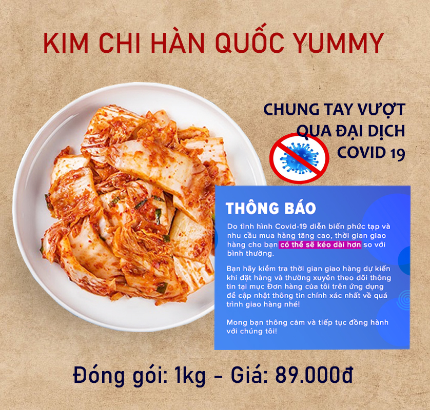 [Chỉ giao Miền Nam] - 1 kg Kim chi cải thảo CẮT LÁT Hàn Quốc lên men với bột ớt từ Hàn loại ngon - Kim Chi Hàn Quốc Yummy